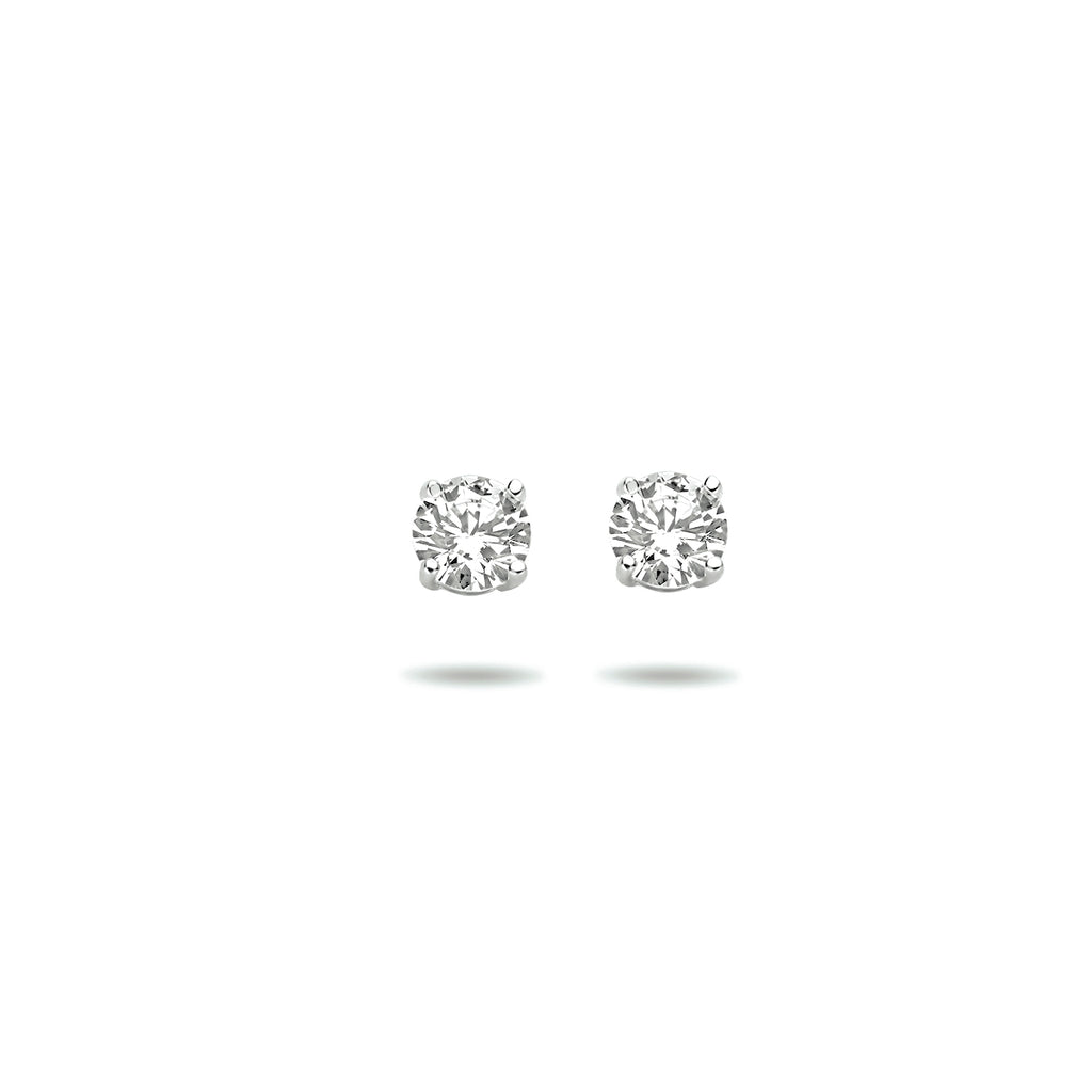 Oorknoppen zirkonia 14k witgoud