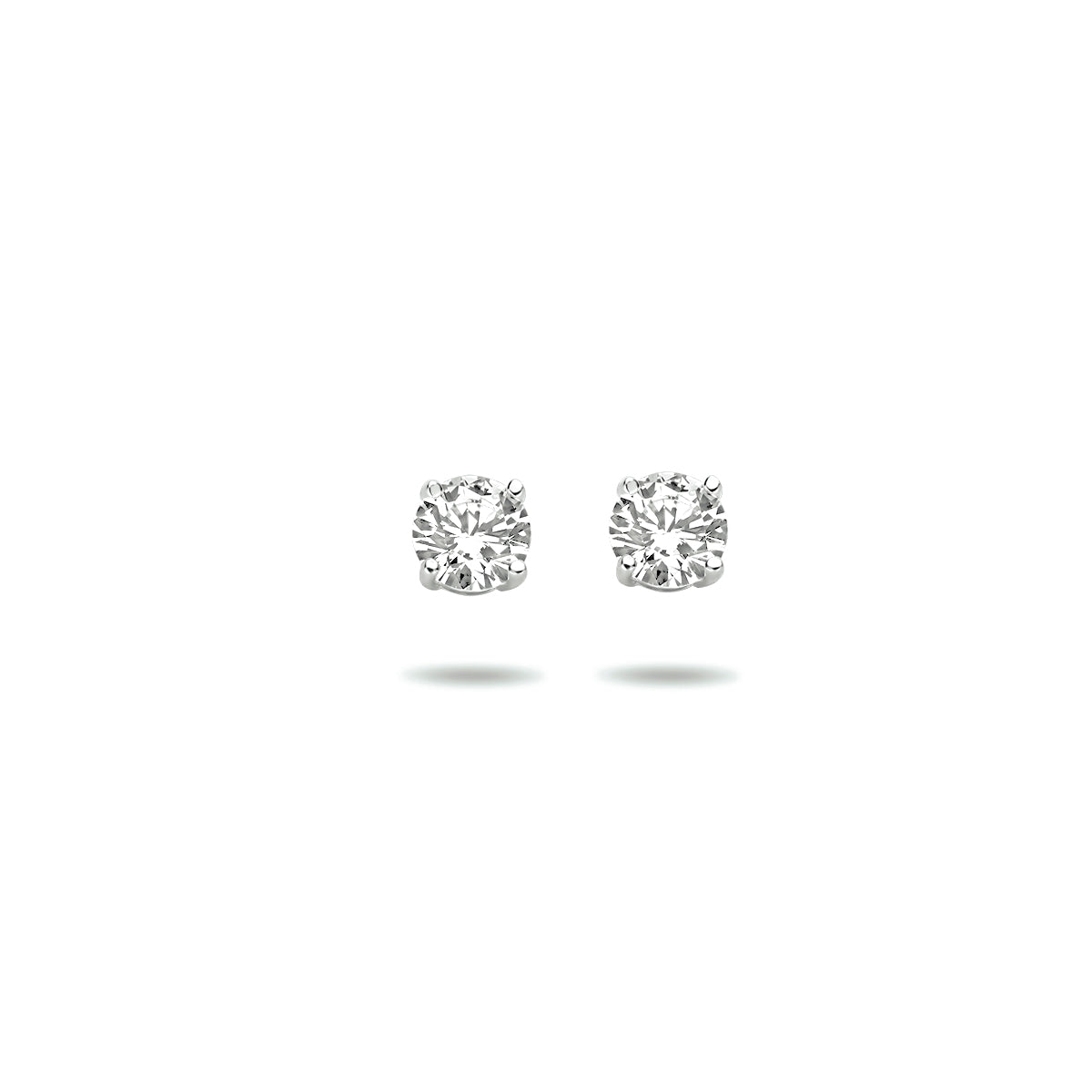 Oorknoppen zirkonia 14k witgoud