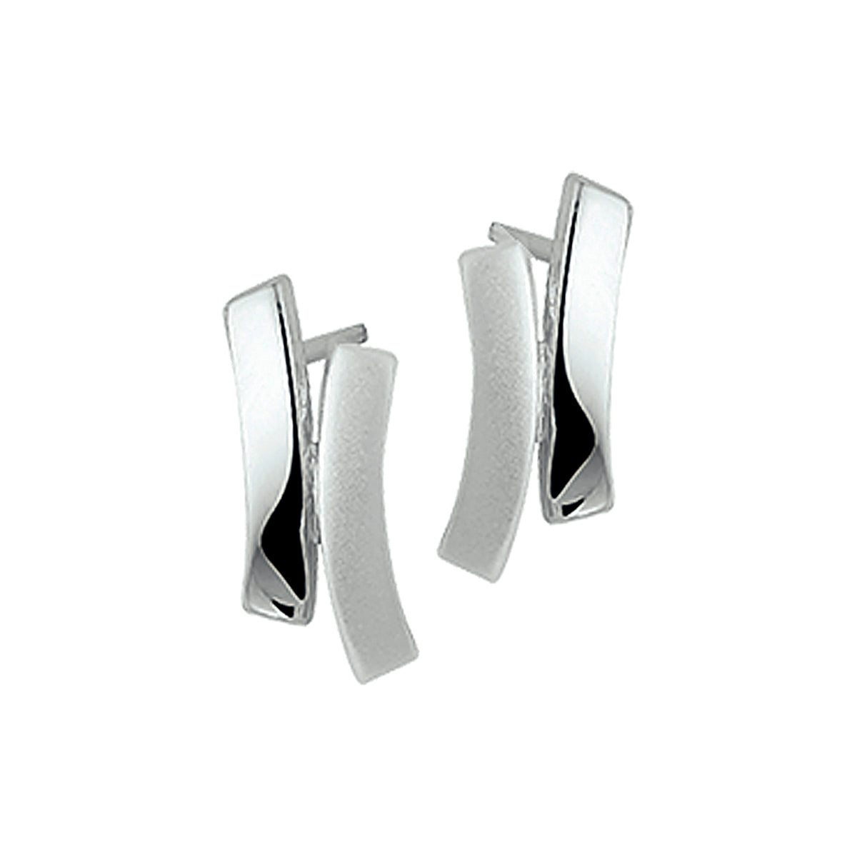 Oorknoppen poli/mat 14k witgoud