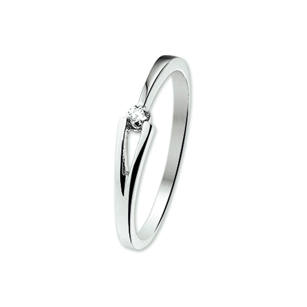 Ring diamant 0.07 ct. 14k witgoud