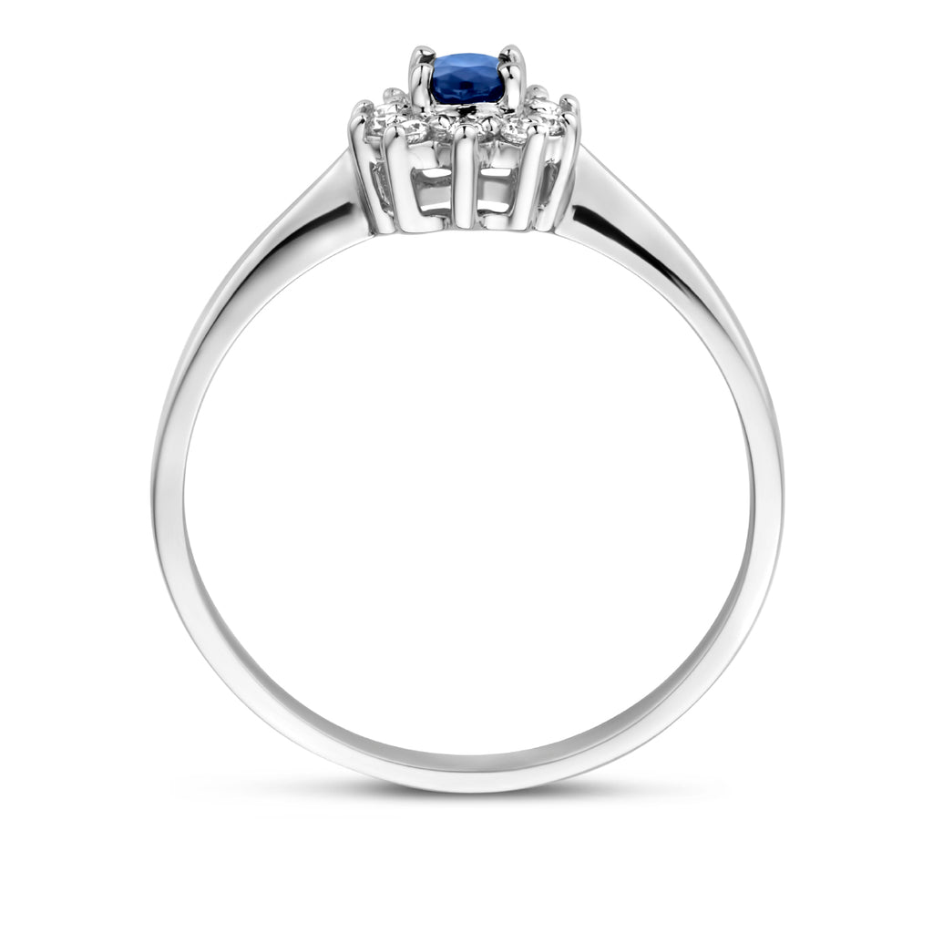 Ring saffier en zirkonia 14k witgoud