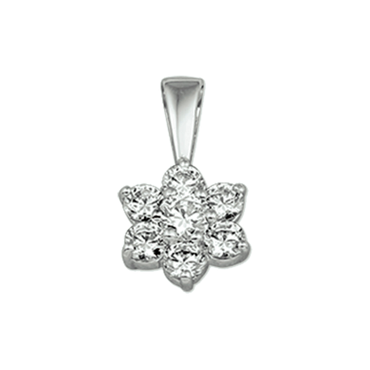 Hanger zirkonia halo 14k witgoud