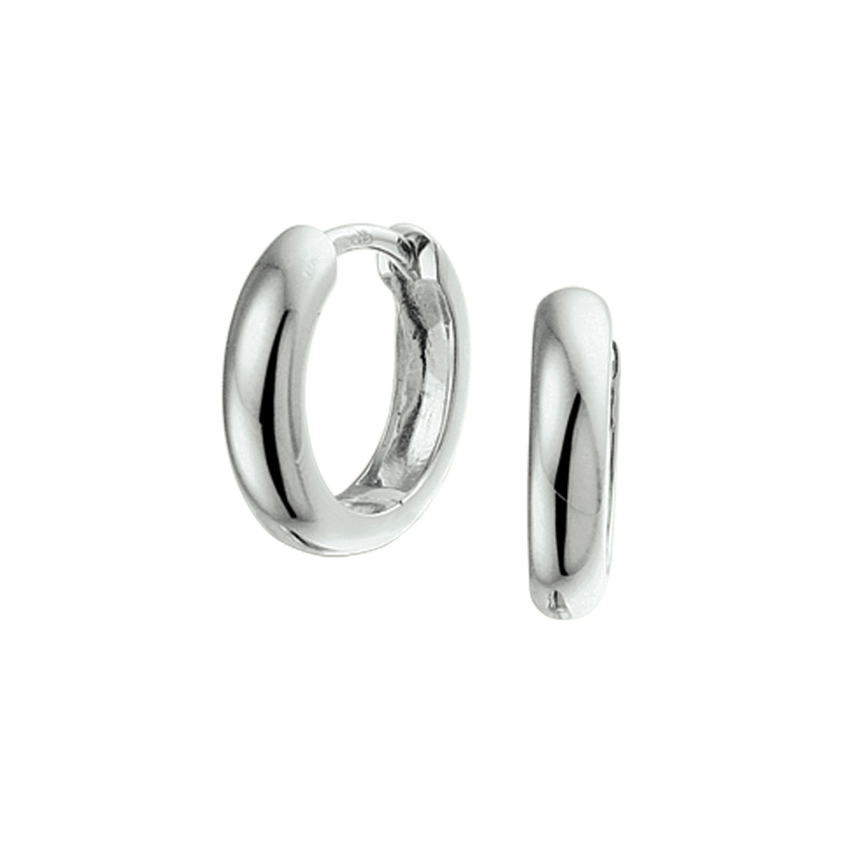 Klapoorringen bolle buis 3,0 mm 14k witgoud