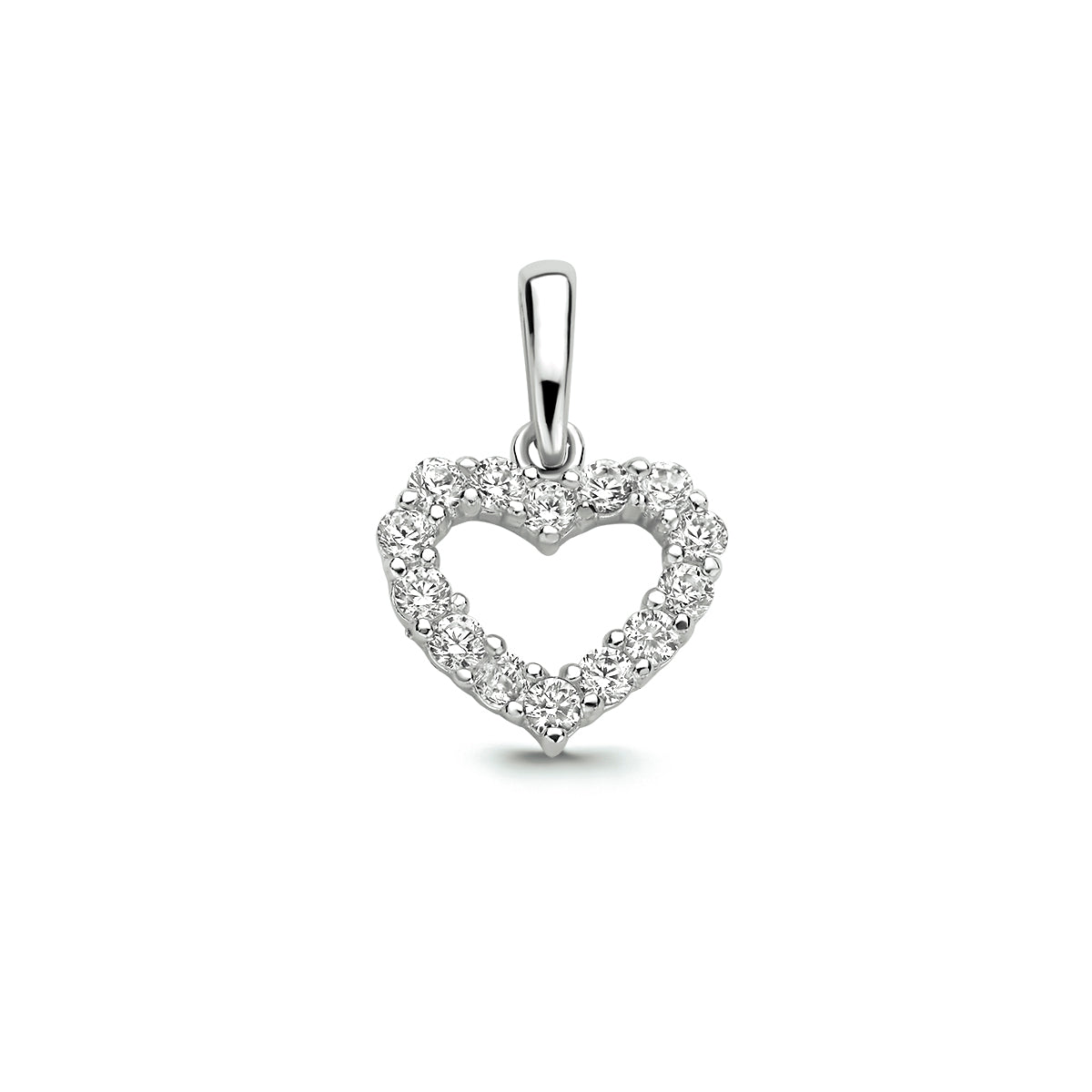 Hanger hart zirkonia 14k witgoud