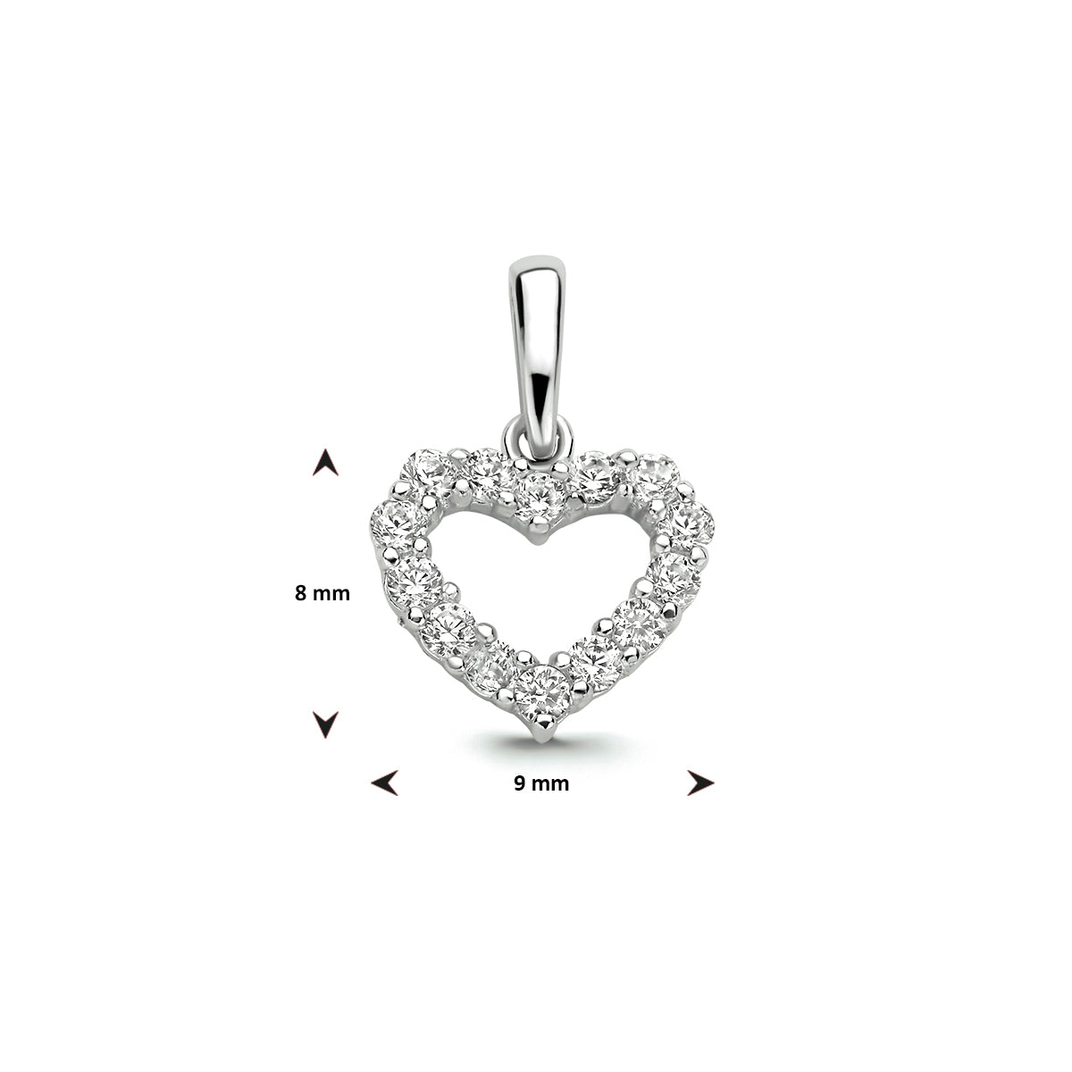 Hanger hart zirkonia 14k witgoud