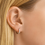Klapoorringen zirkonia 14k witgoud