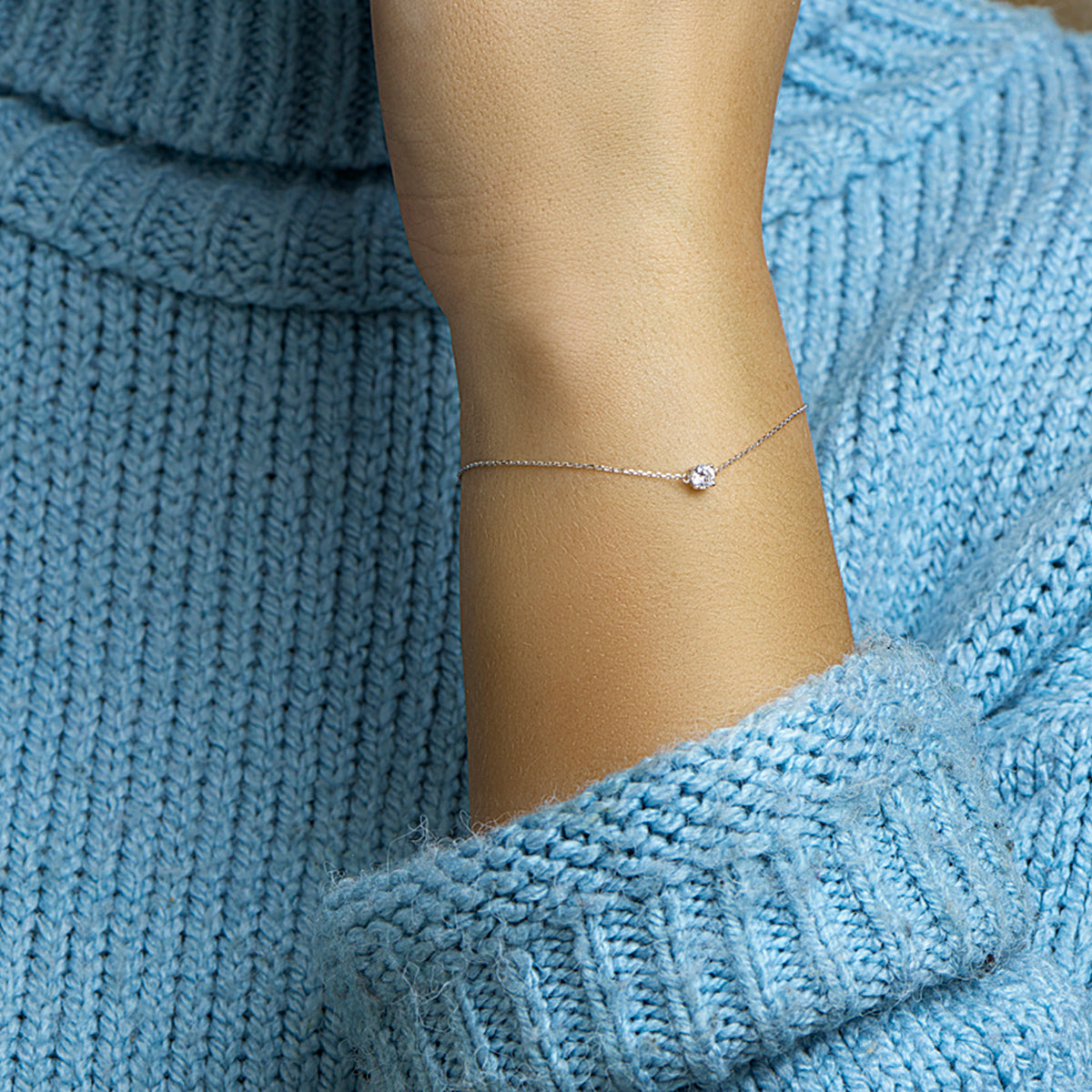 Armband zirkonia 16,5 - 17,5 - 18,5 cm 14k witgoud