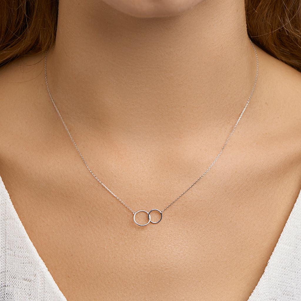 Collier rondjes 40 + 3 cm 14k witgoud