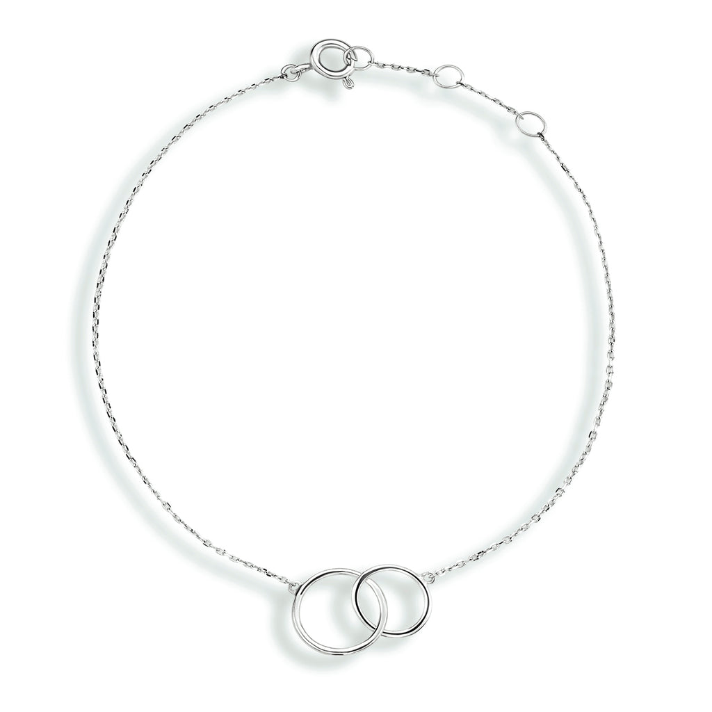 Armband rondjes 16,5 - 18,5 cm 14k witgoud