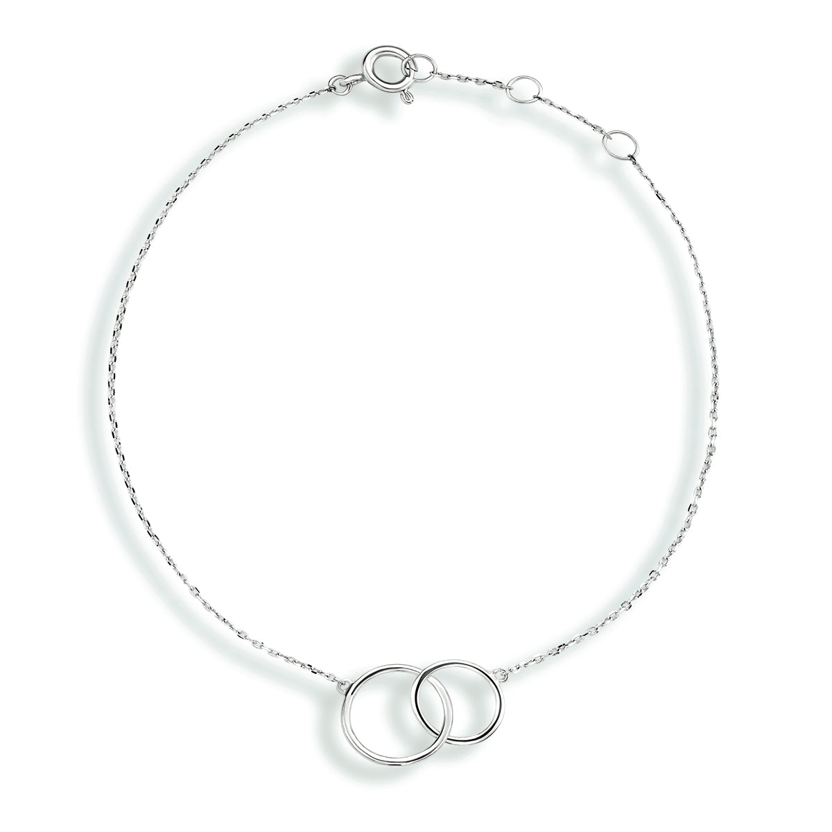 Armband rondjes 16,5 - 18,5 cm 14k witgoud