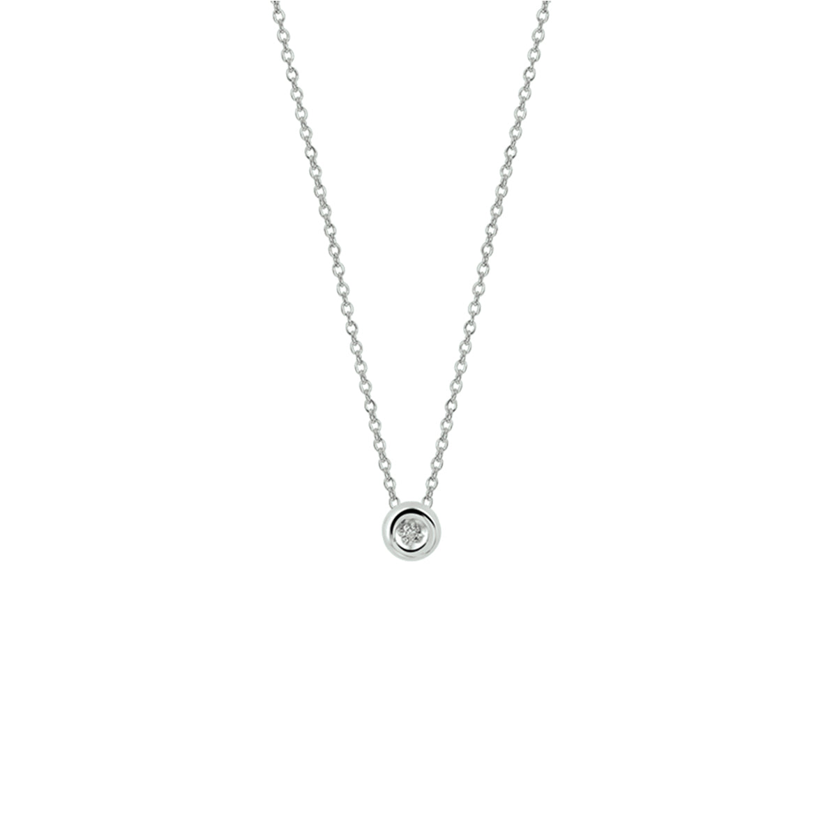 Collier diamant 0.01ct h si 41 - 43 - 45 cm 14k witgoud
