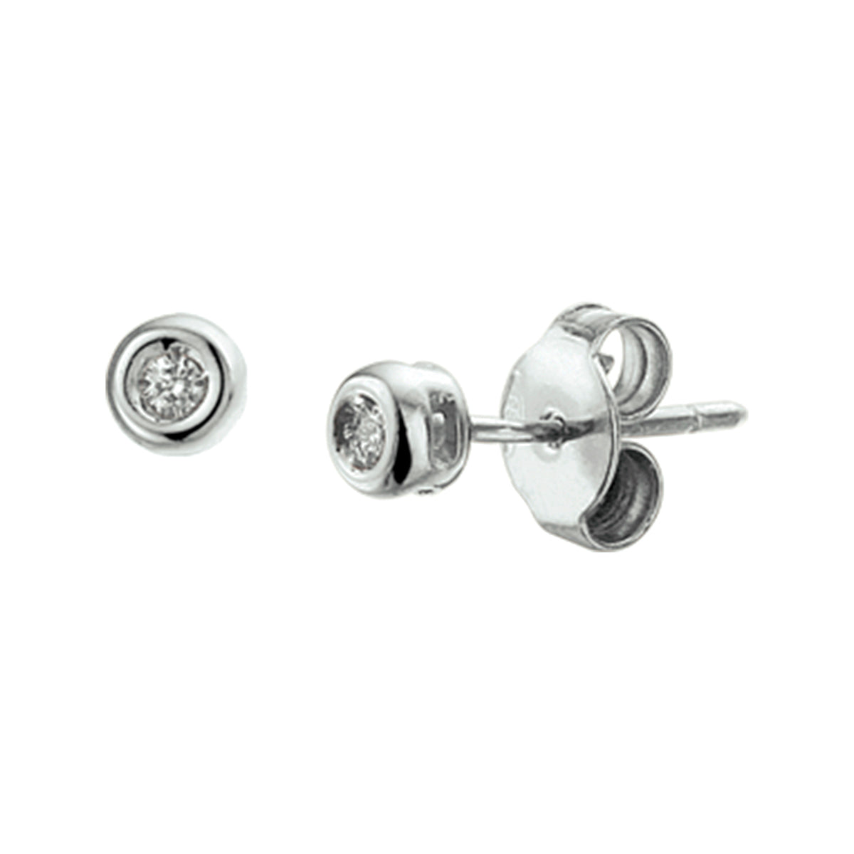 Oorknoppen diamant 0.04ct (2x0.02ct) h si 14k witgoud
