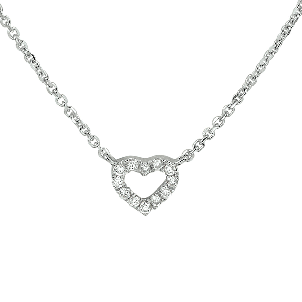 Collier hart diamant 0.05ct h p1 1mm 41-43-45cm 14k witgoud