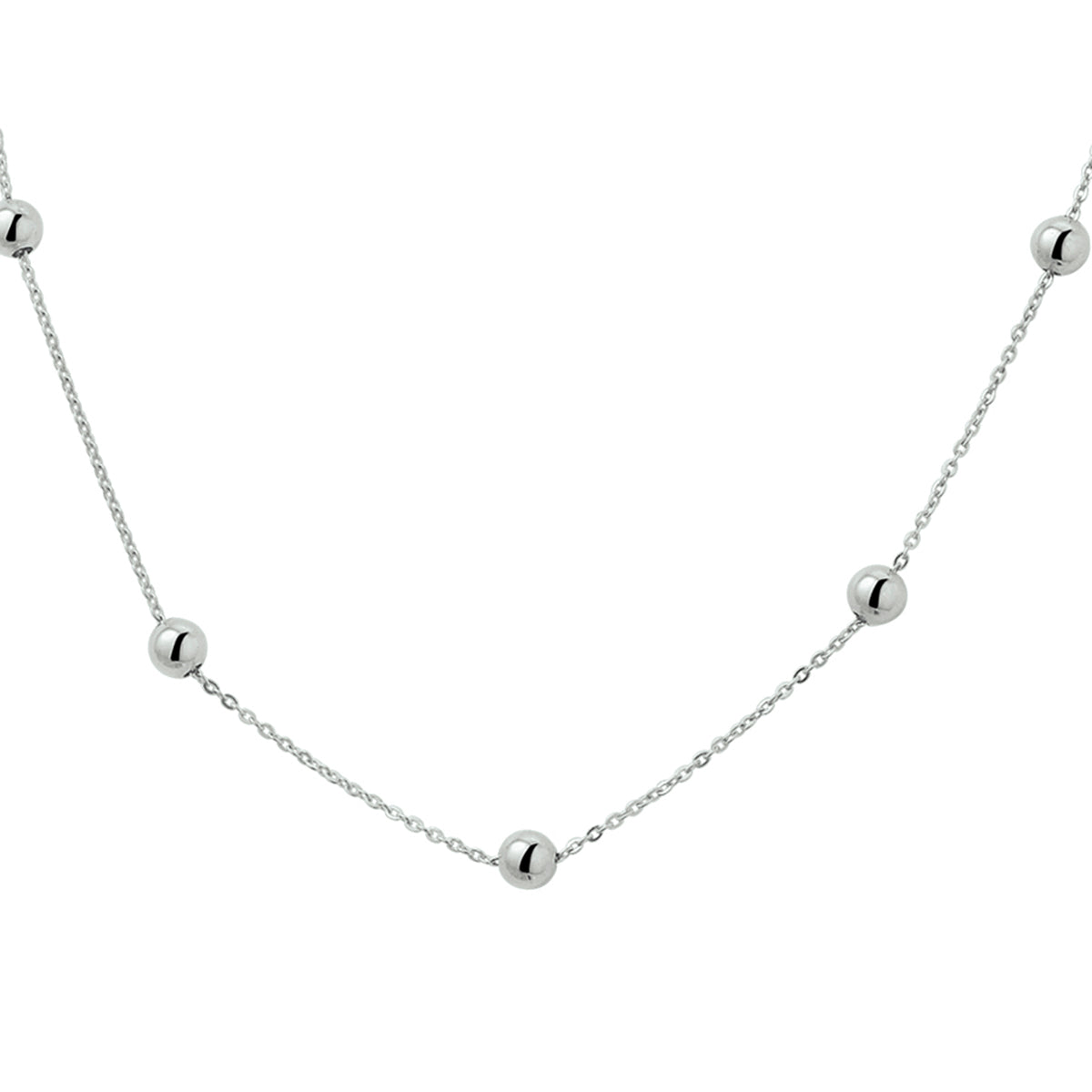 Collier 5 x schuifbol 40 - 42 - 44 cm 14k witgoud