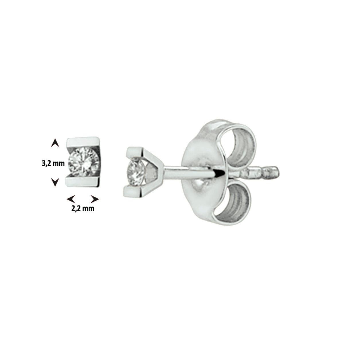 Oorknoppen diamant 0.06ct (2x0.03ct) h si 14k witgoud