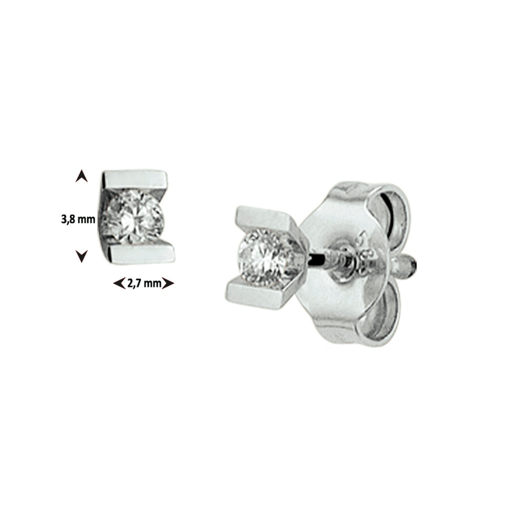 Oorknoppen diamant 0.10ct (2x0.05ct) h si 14k witgoud