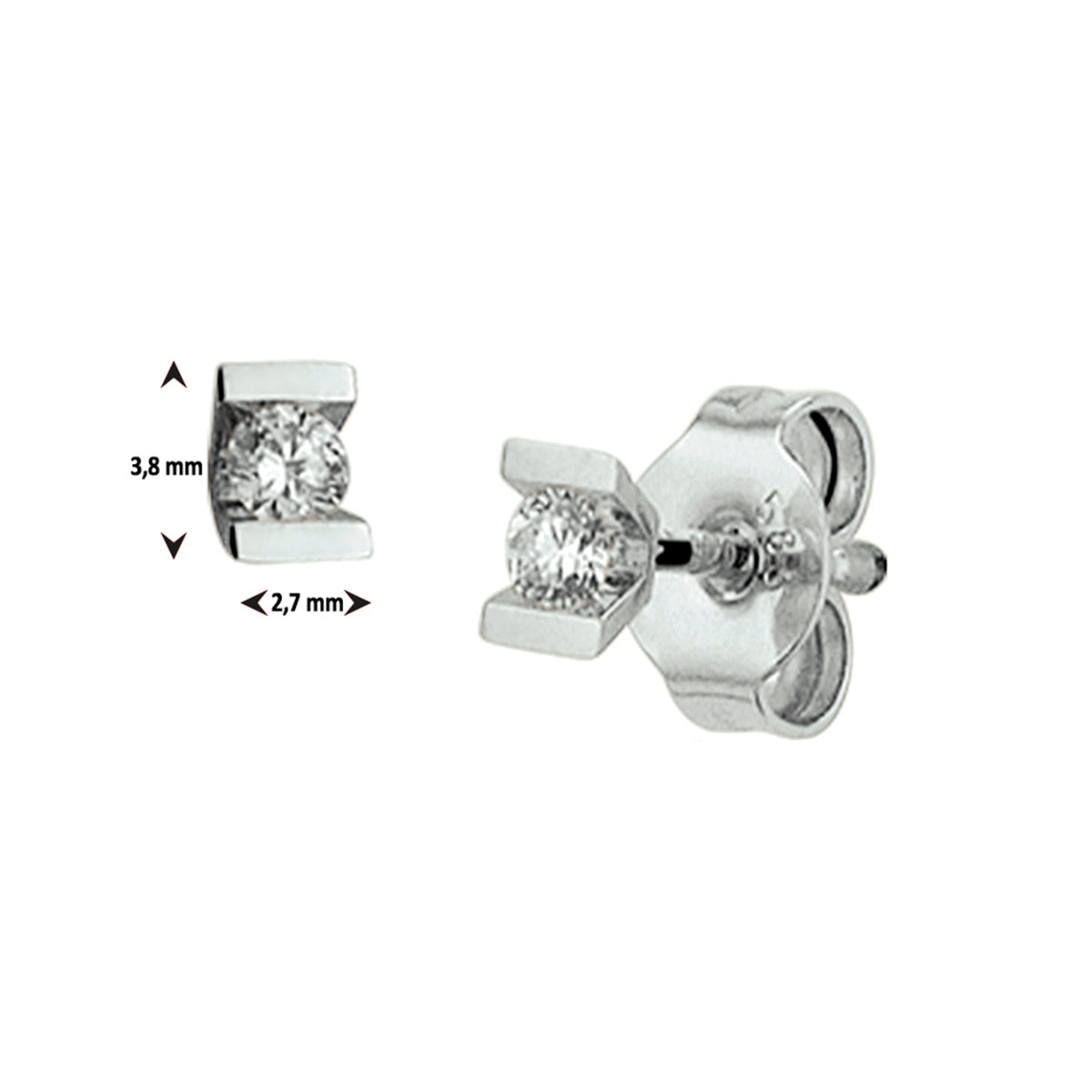 Oorknoppen diamant 0.10ct (2x0.05ct) h si 14k witgoud