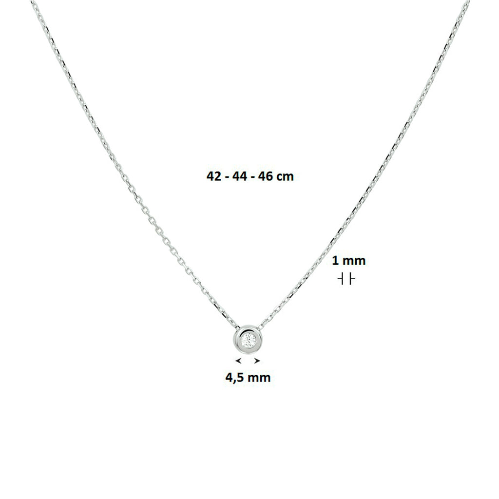 Collier zirkonia 42 - 44 - 46 cm 14k witgoud