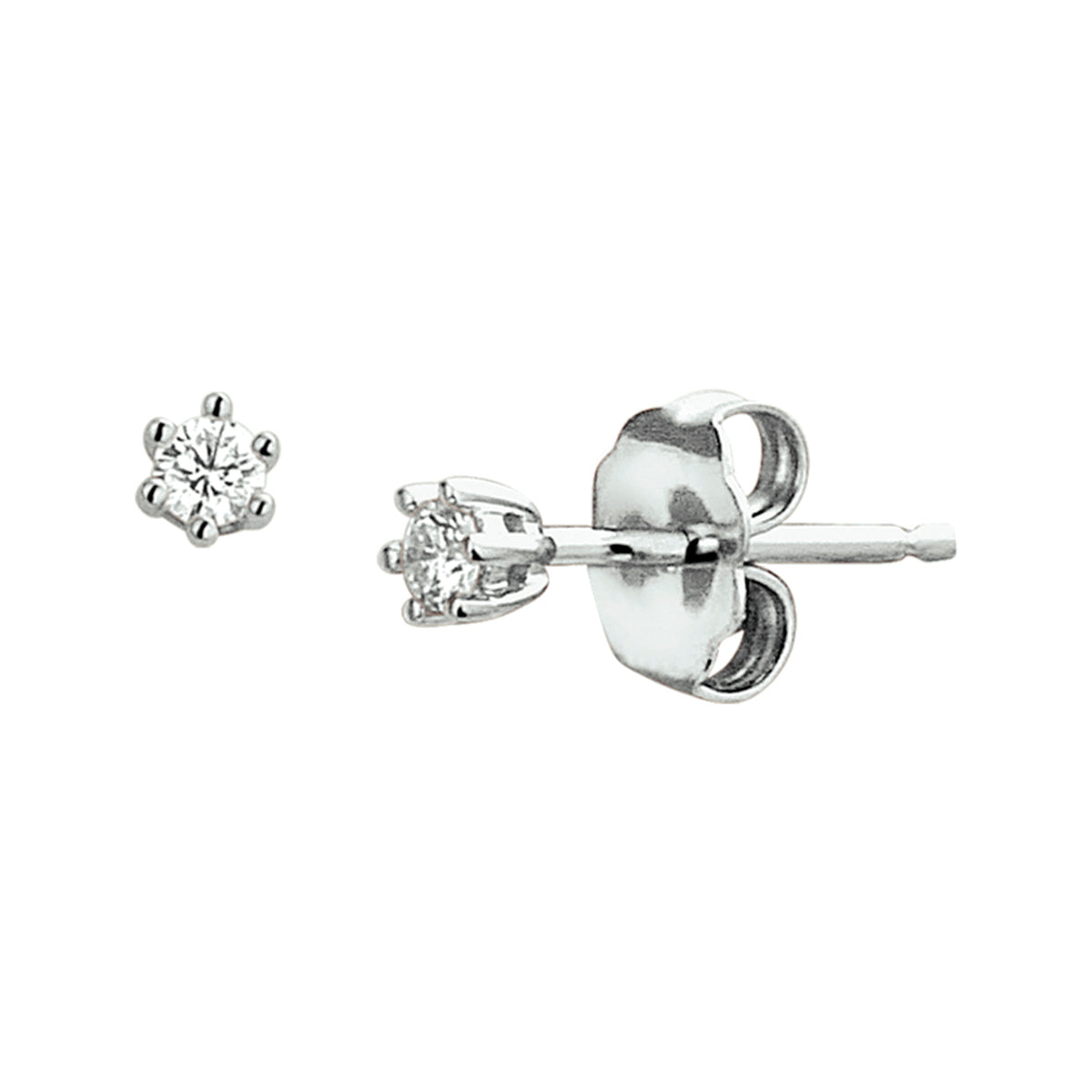 Oorknoppen diamant 0.10ct (2x0.05ct) h si 14k witgoud