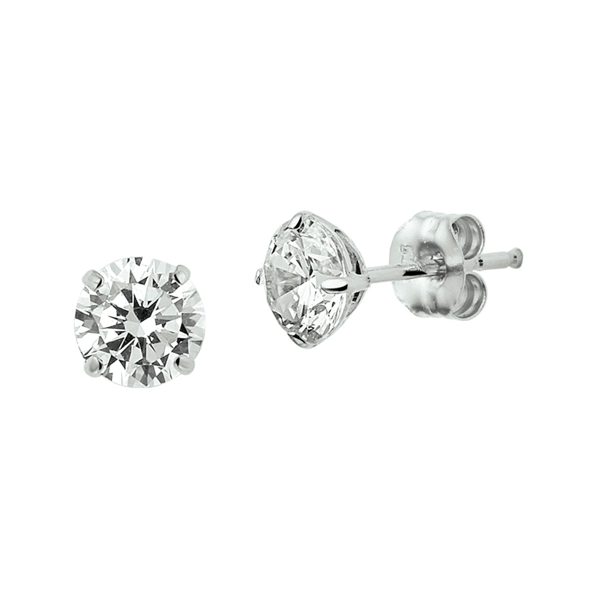 Oorknoppen zirkonia 14k witgoud