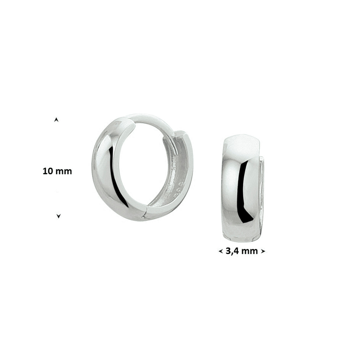 Klapoorringen 14k witgoud