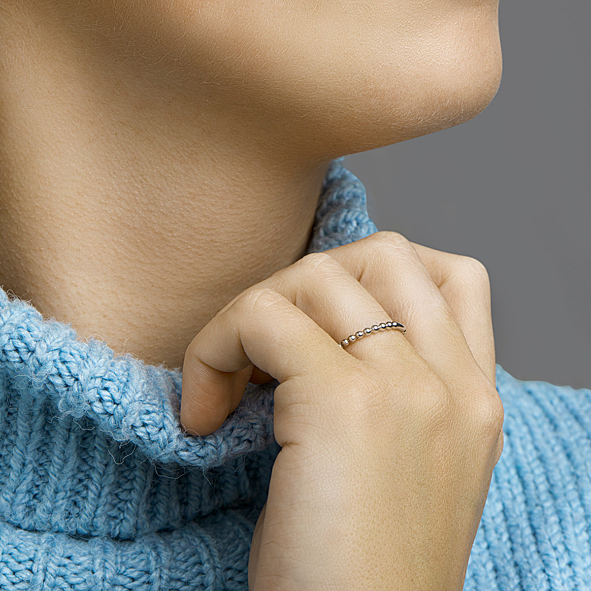 Aanschuifring bolletjes 14k witgoud