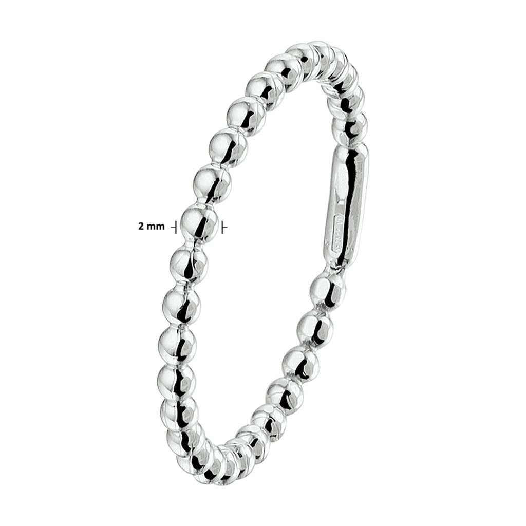 Aanschuifring bolletjes 14k witgoud