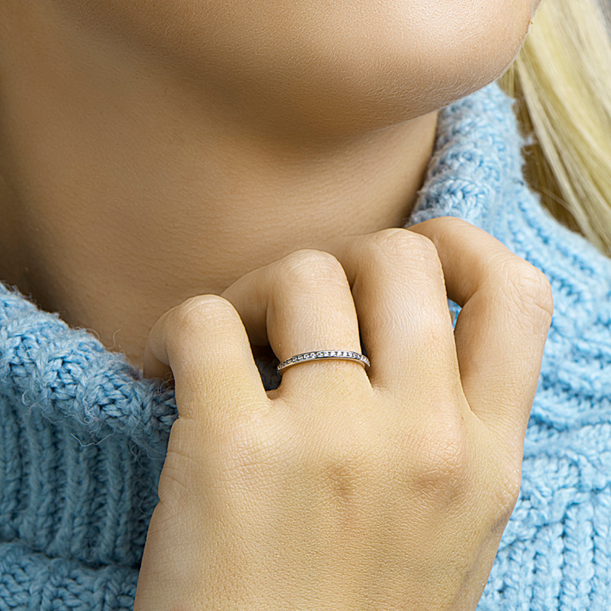 Aanschuifring zirkonia 14k witgoud