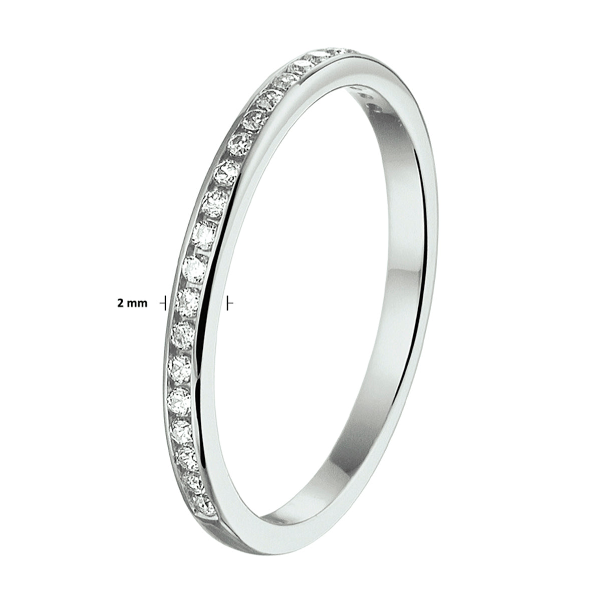 Aanschuifring zirkonia 14k witgoud