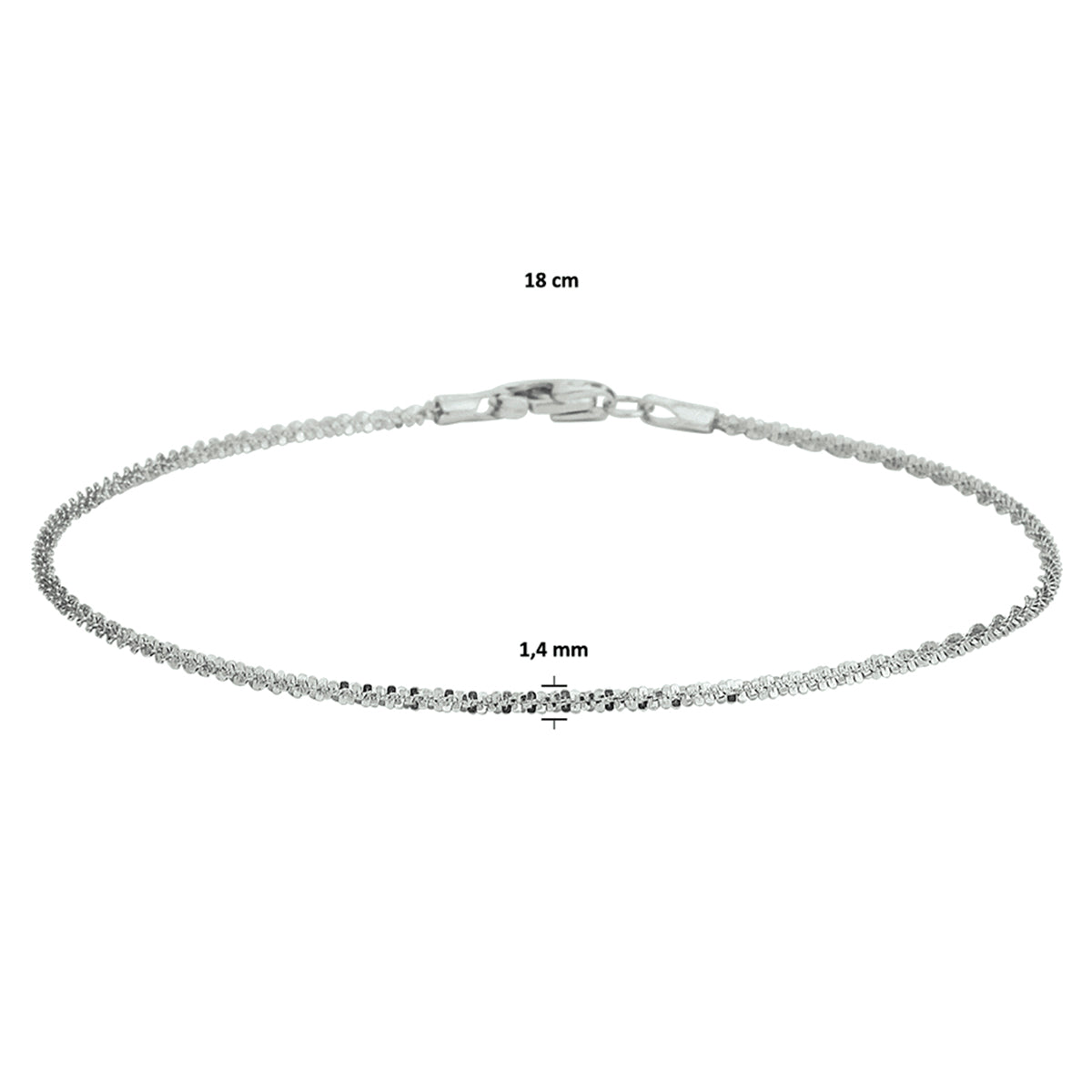 Armband fantasie 1,4 mm 18 cm 14k witgoud