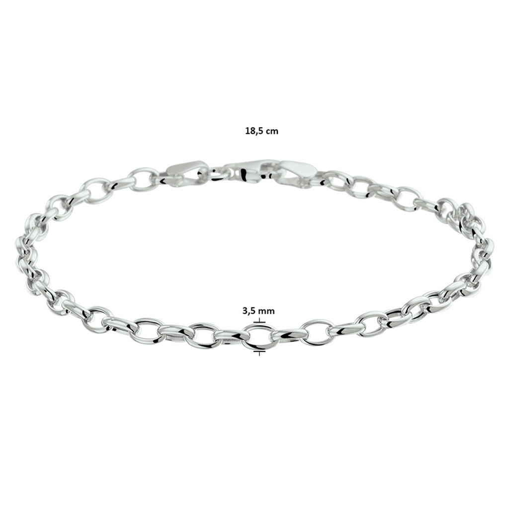 Armband anker 3,5 mm 18,5 cm 14k witgoud