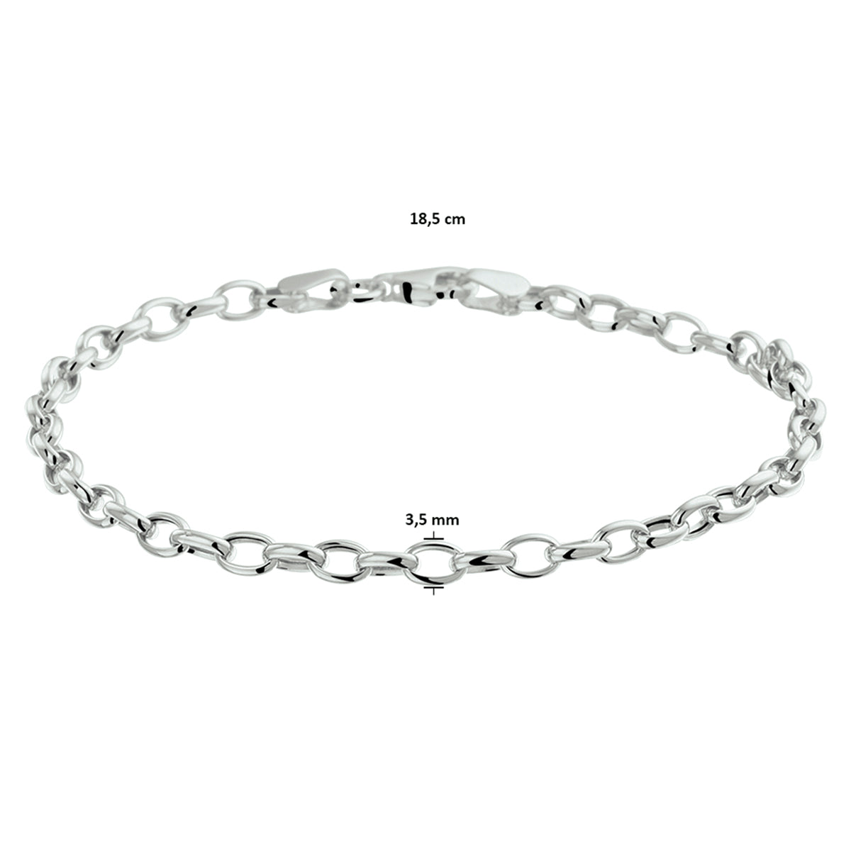 Armband anker 3,5 mm 18,5 cm 14k witgoud