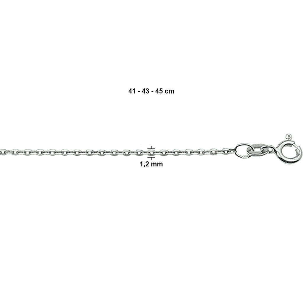Collier anker plat 1,2 mm 41 - 43 - 45 cm 14k witgoud