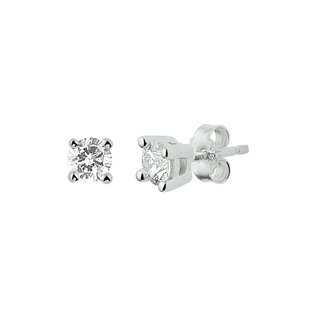 Oorknoppen diamant 0.14ct (2x0.07ct) h si 14k witgoud