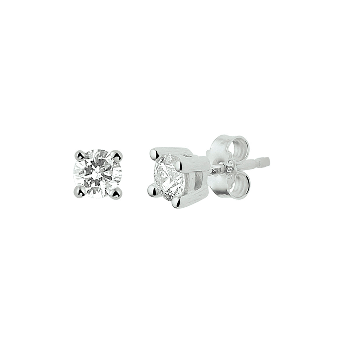 Oorknoppen diamant 0.14ct (2x0.07ct) h si 14k witgoud