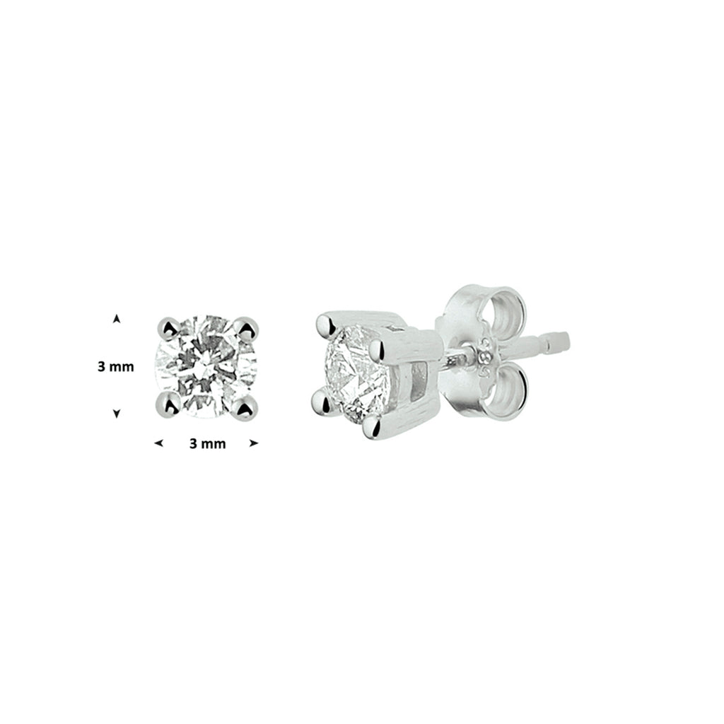 Oorknoppen diamant 0.14ct (2x0.07ct) h si 14k witgoud
