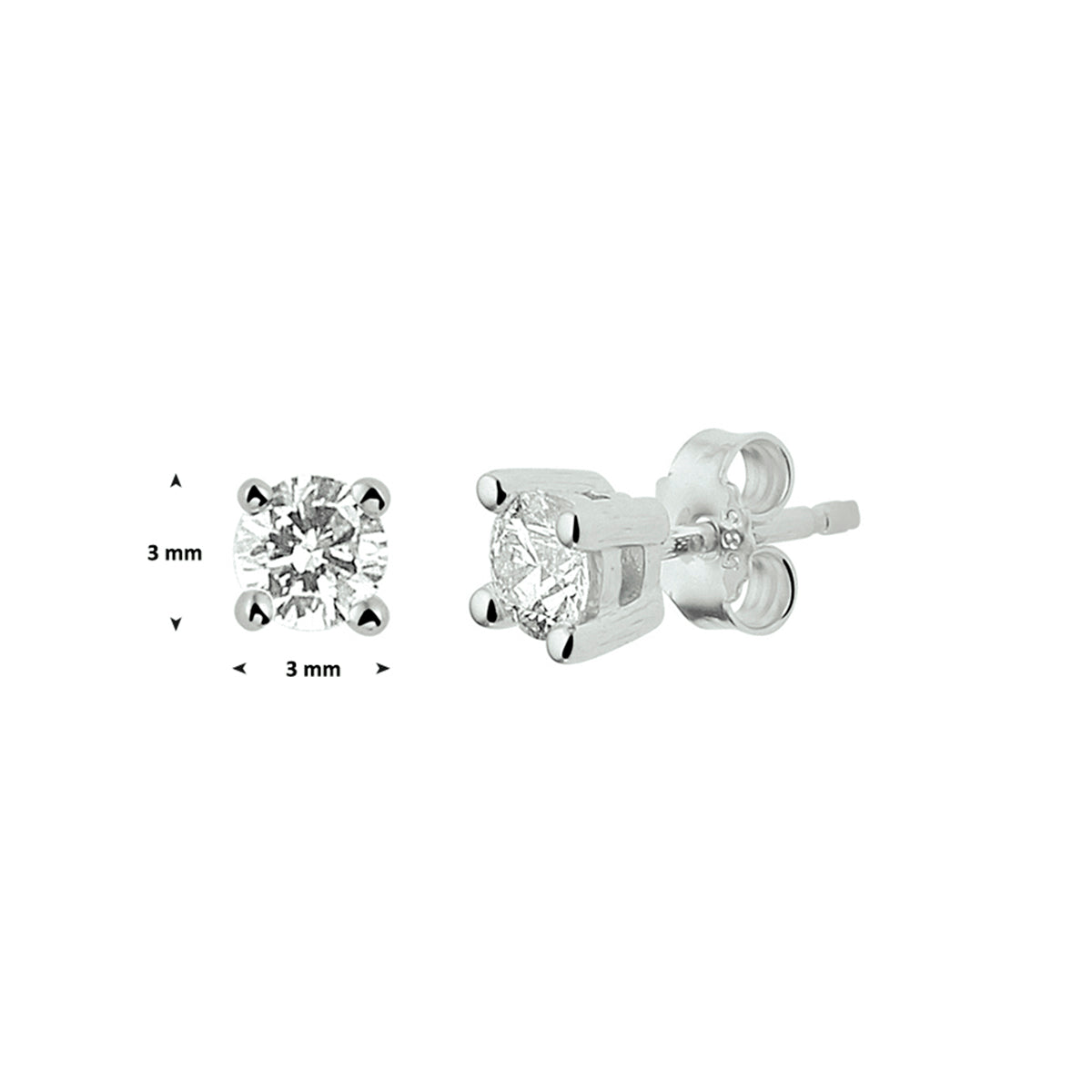 Oorknoppen diamant 0.14ct (2x0.07ct) h si 14k witgoud
