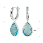 Klapoorringen blauw topaas 14k witgoud