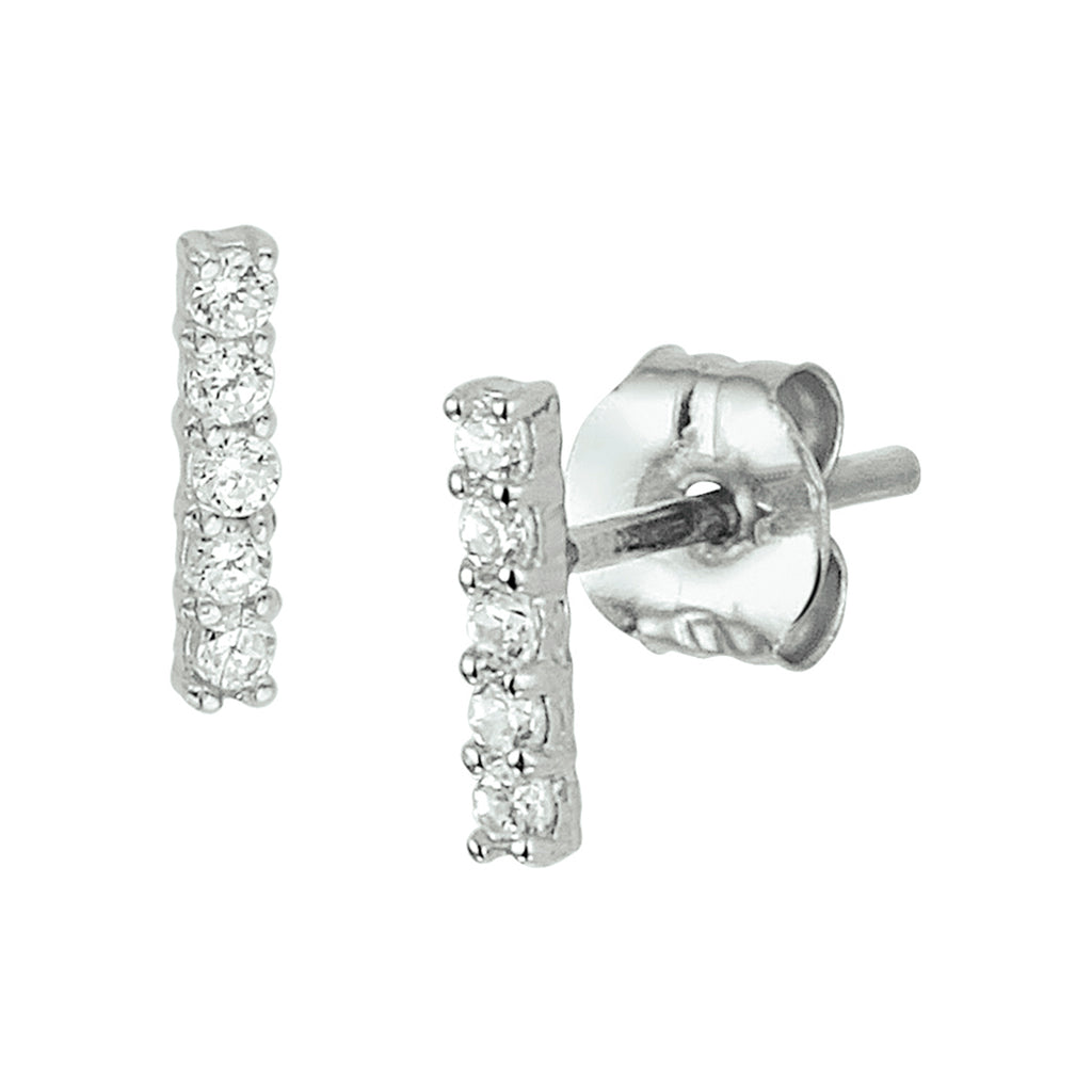 Oorknoppen balkje zirkonia 14k witgoud