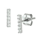 Oorknoppen balkje zirkonia 14k witgoud