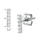 Oorknoppen balkje zirkonia 14k witgoud