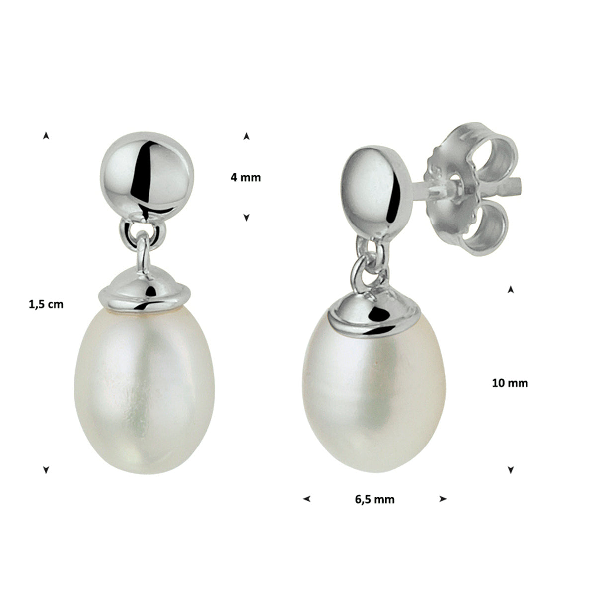 Oorhangers parel 14k witgoud