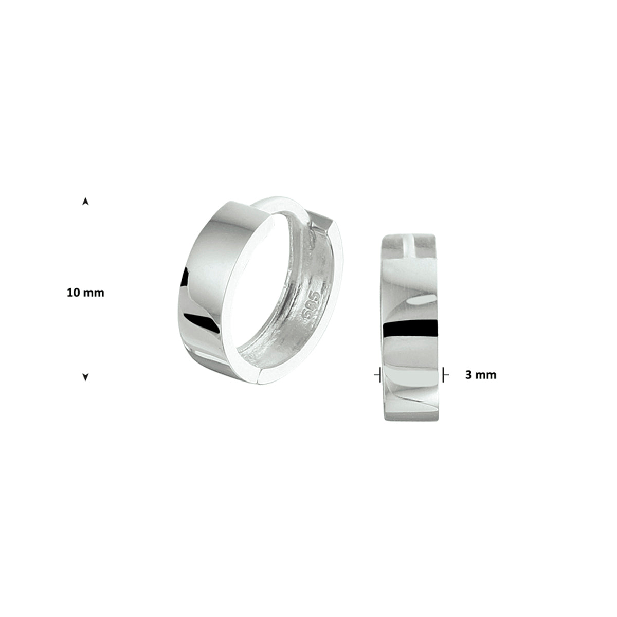 Oorringen met scharnier 14k witgoud