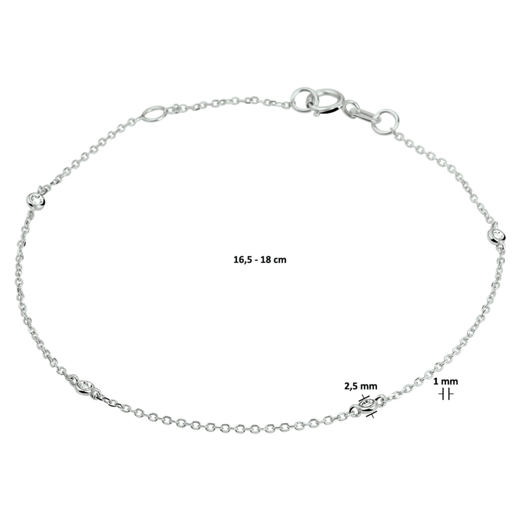 Armband diamant 0.02ct h si 16,5 - 18 cm 14k witgoud