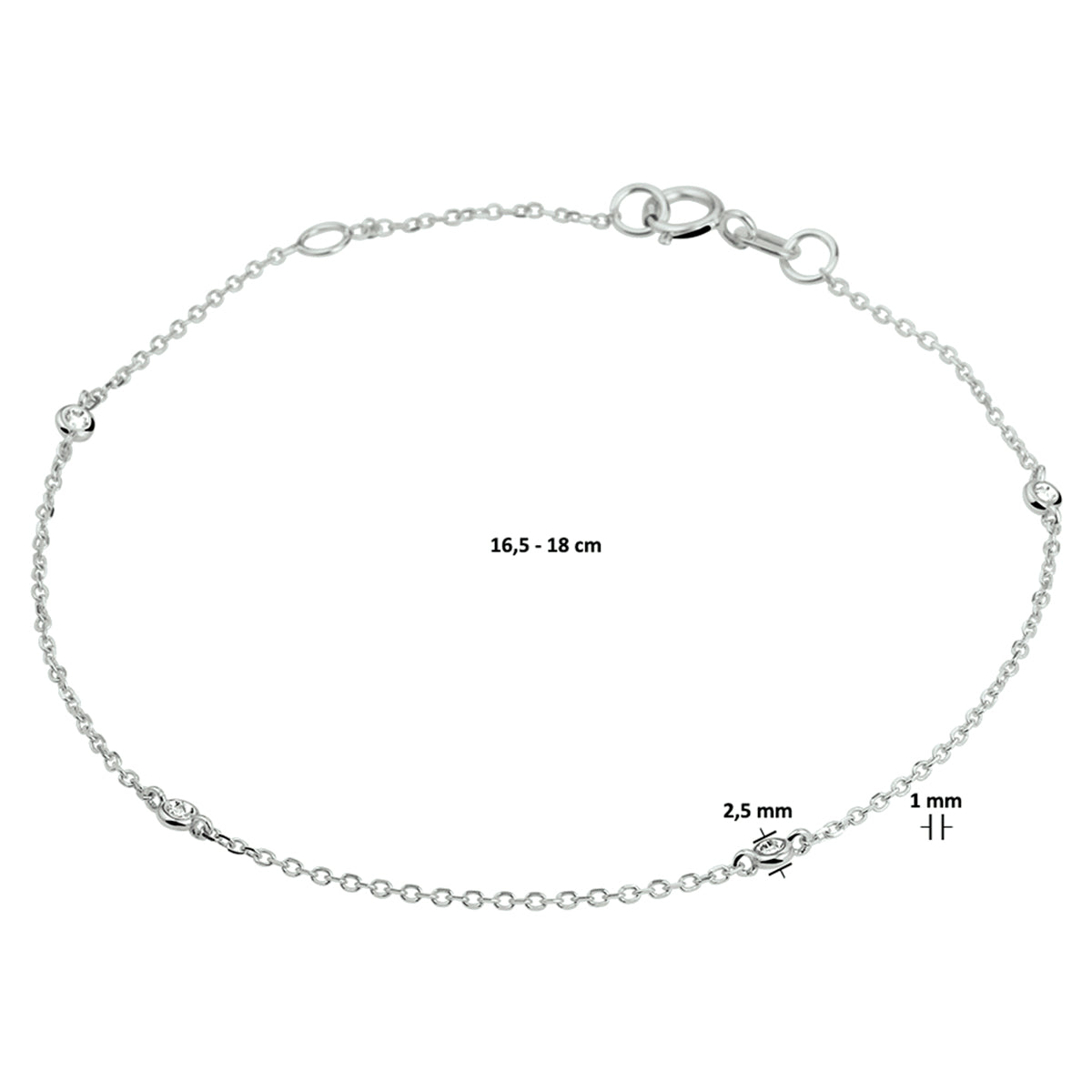 Armband diamant 0.02ct h si 16,5 - 18 cm 14k witgoud