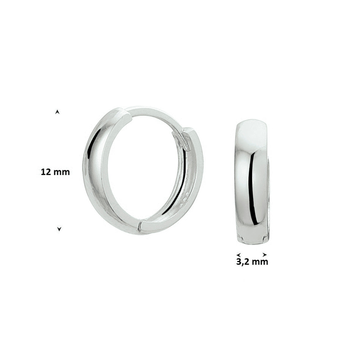 Klapoorringen 14k witgoud