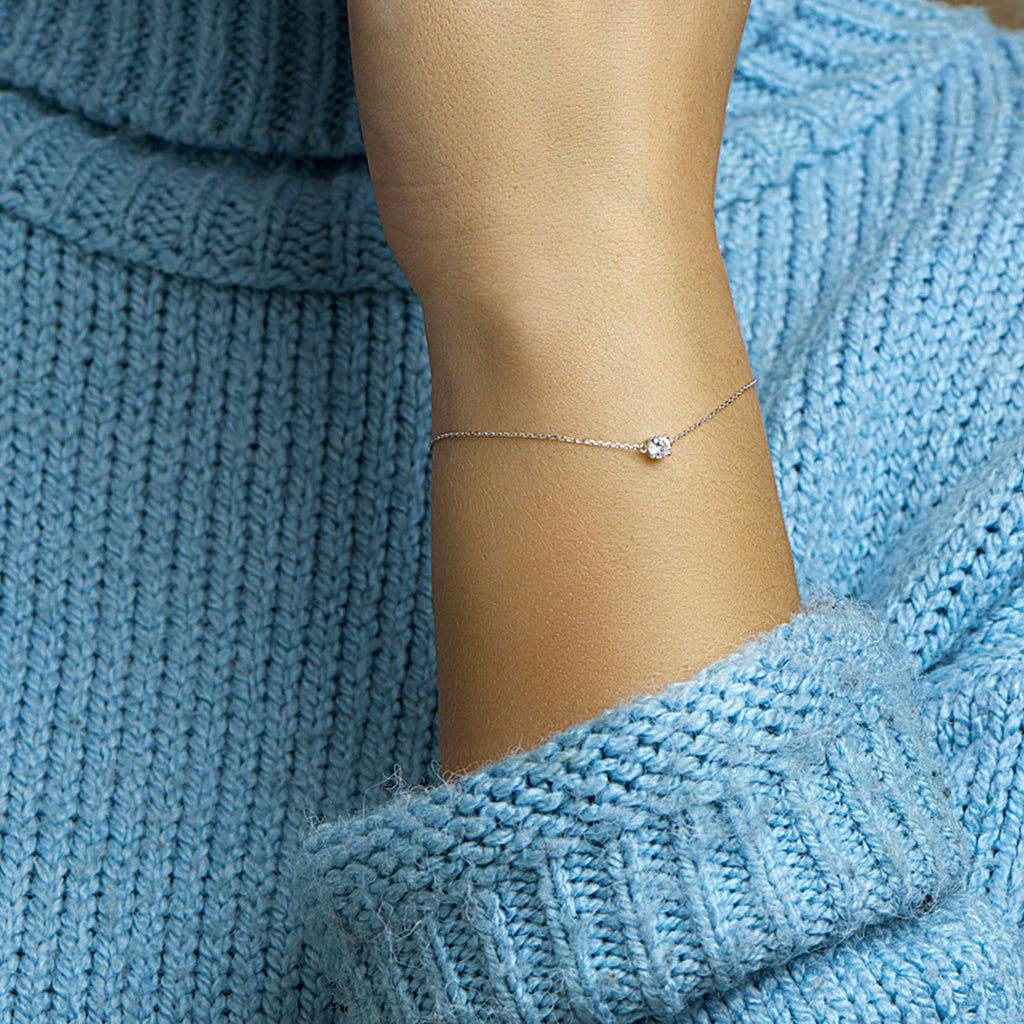 Armband zirkonia 0,8 mm 16,5 - 17,5 - 18,5 cm 14k witgoud