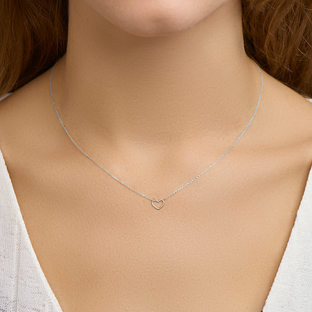 Collier hart 0,8 mm 40 - 42 - 44 cm 14k witgoud