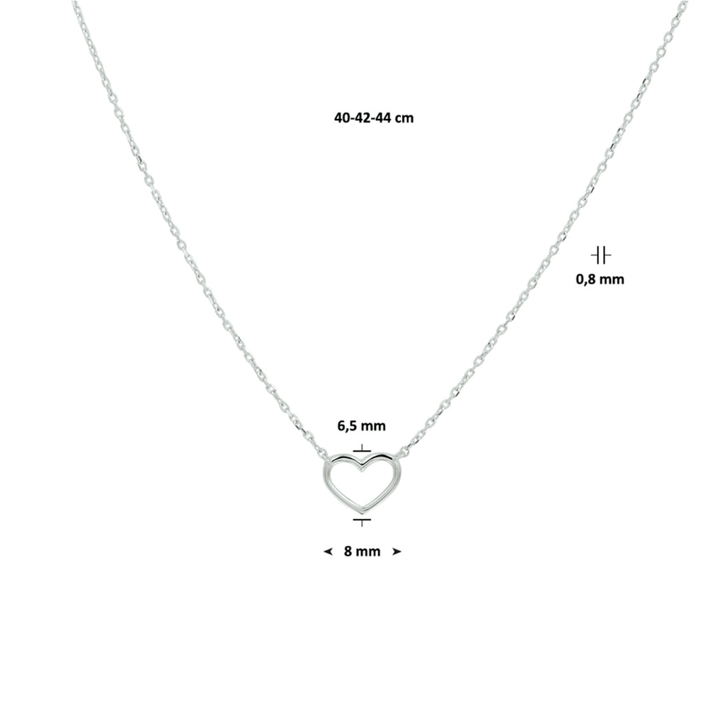Collier hart 0,8 mm 40 - 42 - 44 cm 14k witgoud