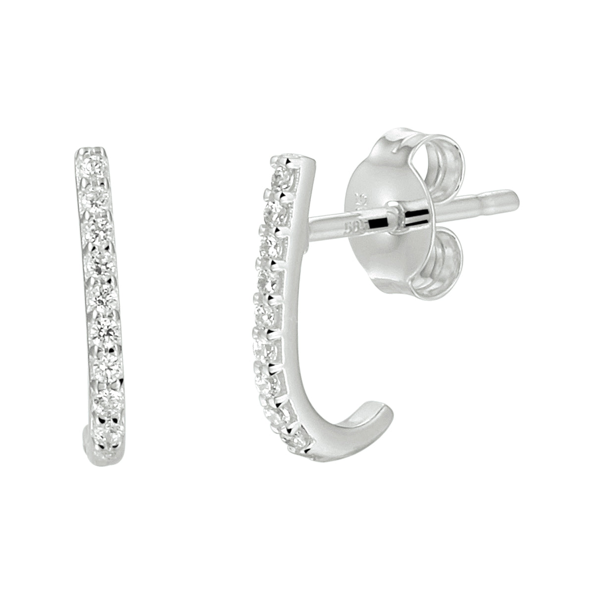 Oorknoppen zirkonia 14k witgoud